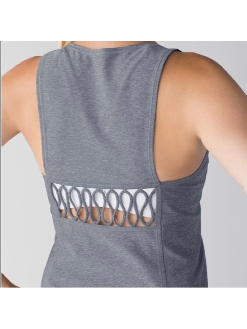 Lululemon Sweaty or Not Tank Top Heathered Slate Gray Size 12 Large
